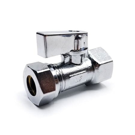 Thrifco Plumbing 1/2 Inch FIP x 1/2 Inch Slip Joint Quarter Turn Brass Straight Stop Valve 4406466
